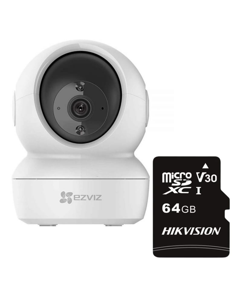 Kit De 1 Camara Wifi 2mpx Interior Slot Memoria Audio Ezviz Con Memoria De 64gb H265 Autotracking Ai