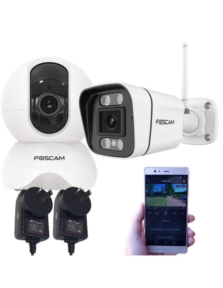 Kit De 2 Camaras Interior Motor Exterior Con Inteligencia 5mpx Wifi Vigilancia Activa Audio Bifireccional