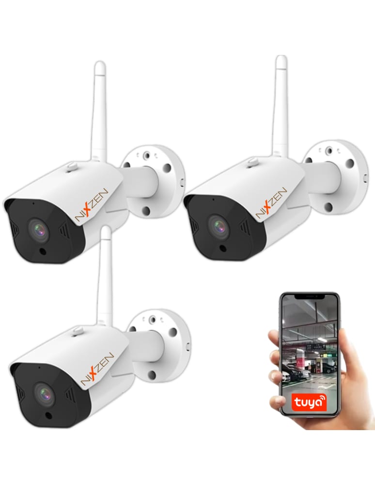 Kit De 3 Camaras De Exterior Wifi 2mpx Slot Memoria Audio Vision Nocturna