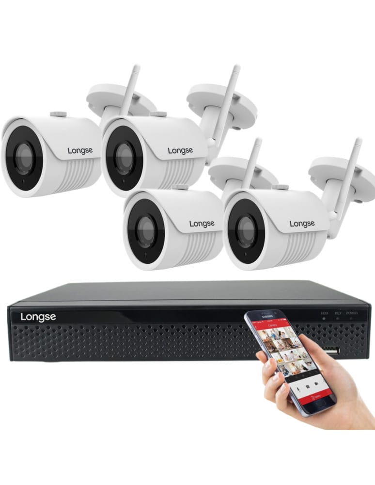 Kit De 4 Camaras 2mpx Wifi Exterior Infrarrojas Con Nvr De 9ch 5mpx Hdmi App Bitvision Android Ios