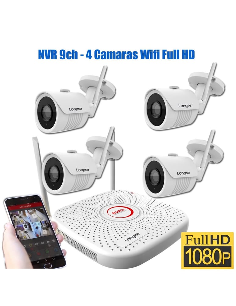 Kit De 4 Camaras De Seguridad Full Hd Wifi Exterior Infrarro