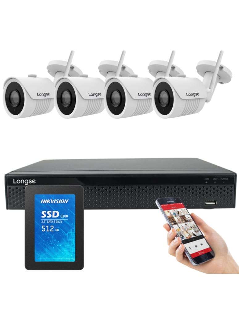 Kit De 4 Camaras Wifi Full Hd Exterior Infrarro Nvr 9ch Hasta 5mpx Hdmi Disco 480gb