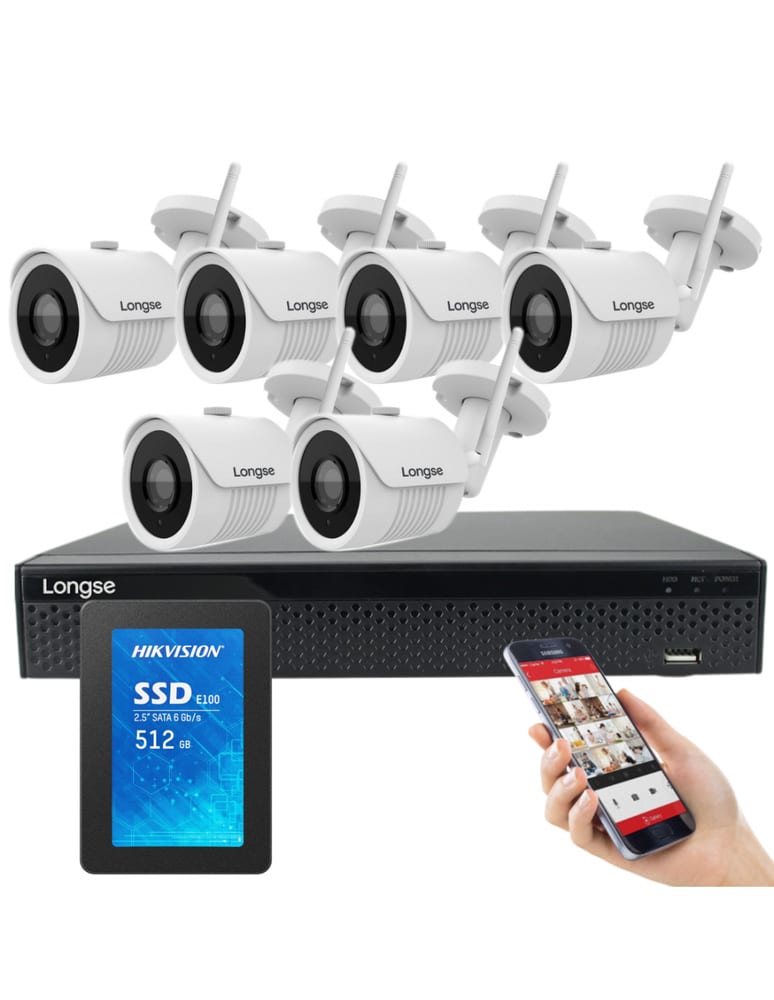 Kit De 6 Camaras Full Hd Wifi Exterior Infrarro Con Nvr 9ch 5mpx Hdmi Disco 480gb