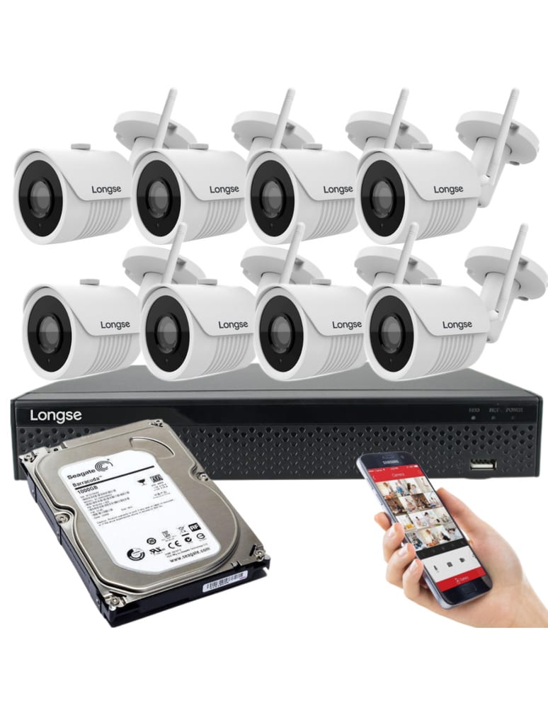 Kit De 8 Camaras Wifi 2mpx Full Hd Exterior Nvr 9 Ch 5mpx Hdmi Monitoreo App Bitvision Disco 1tb