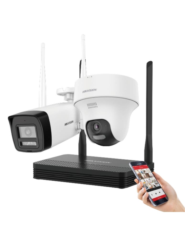 Kit Easylink Hikvision 2 Camaras 2mpx Con Nvs De Soporta Sd Hasta 512gb, Incluye: 1 Bullet Ext, 1 Domo Pt Int 1 Nvr Fuentes