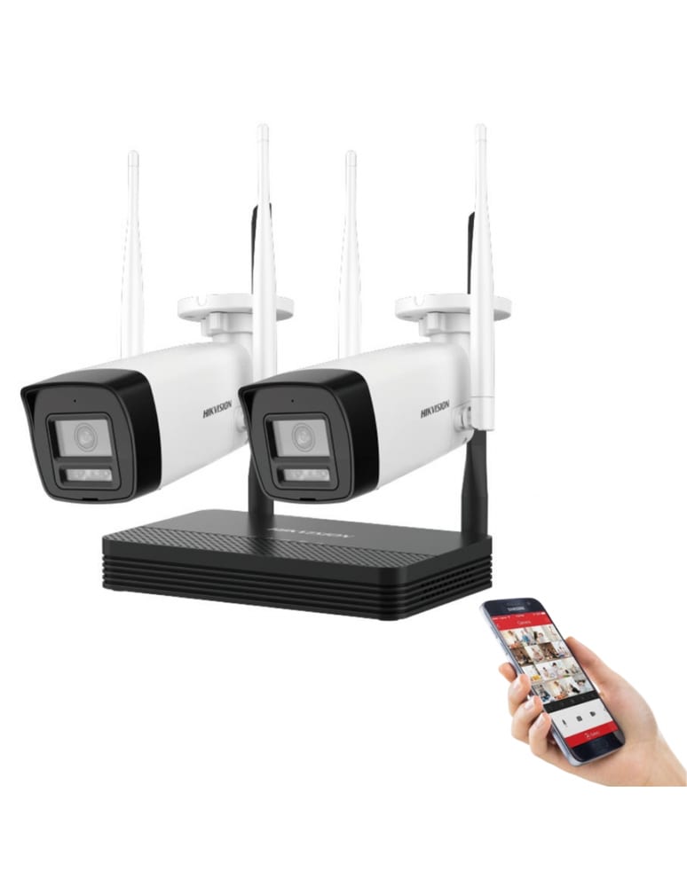 Kit Easylink Hikvision 2 Camaras 2mpx Con Nvs De Soporta Sd Hasta 512gb, Incluye: 2 Bullet Ext 1 Nvr Fuentes