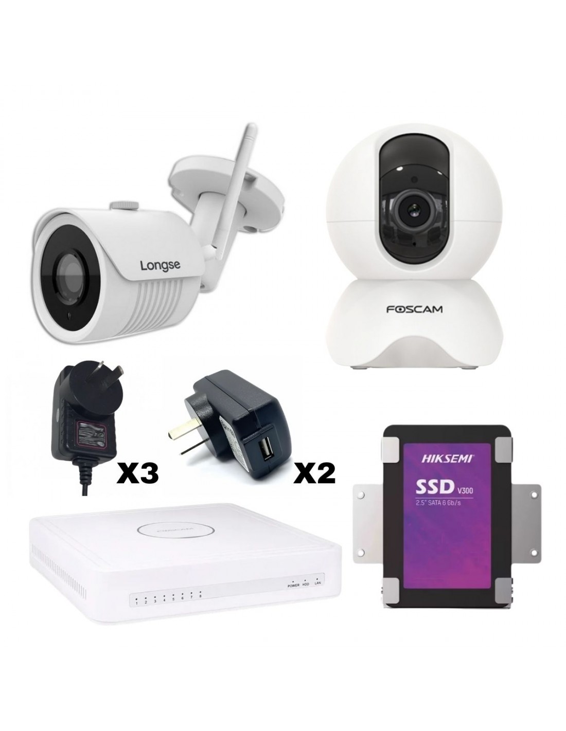 Kit Nvr Y 2 Camaras Wifi Interior Exterior 2mpx/5mpx Audio Movimiento (interiores Inteligencias 480gb