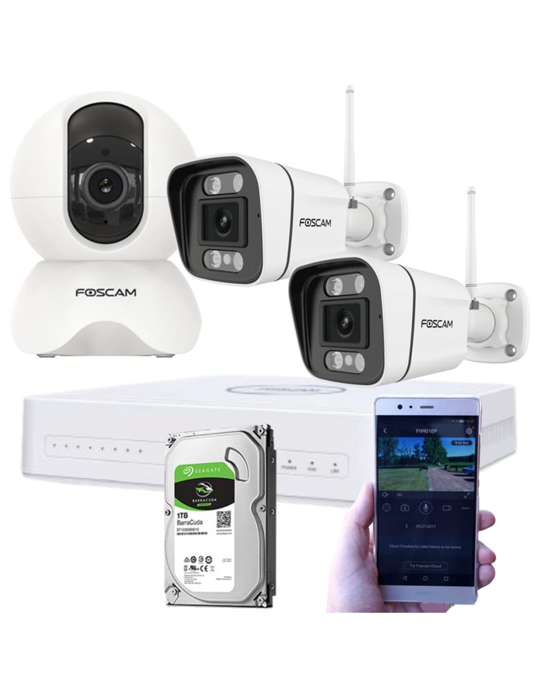 Kit Nvr Y 3 Camaras Interior Motorizada Exterior Con Inteligencia 5mpx Doble Banda Vigilancia Activa