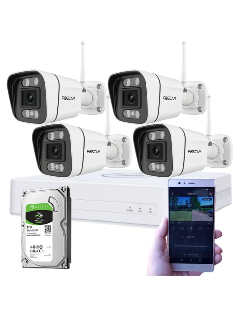 Kit Nvr Y 4 Camaras Interior Exterior Con Inteligencia 5mpx Color 24hs Wifi Audio Vigilancia Activa