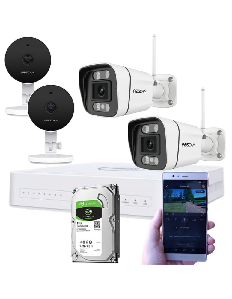 Kit Nvr Y 4 Camaras Interior Exterior Con Inteligencia 5mpx Wifi Audio Vigilancia Activa Doble Banda