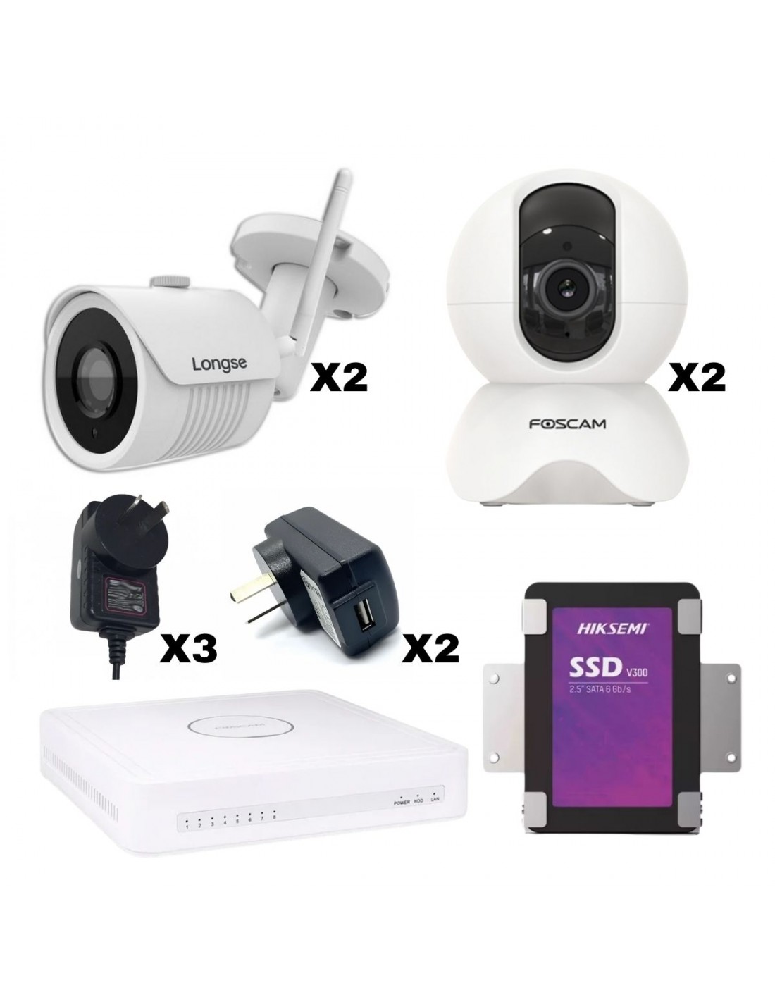 Kit Nvr Y 4 Camaras Wifi Interior Exterior 2mpx/5mpx Audio Movimiento (interiores Inteligencias 480gb
