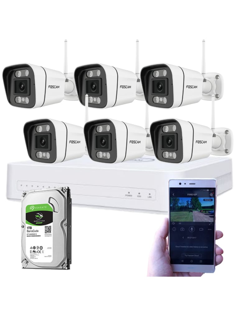 Kit Nvr Y 6 Camaras Interior Exterior Con Inteligencia 4mpx Wifi Audio Vigilancia Activa