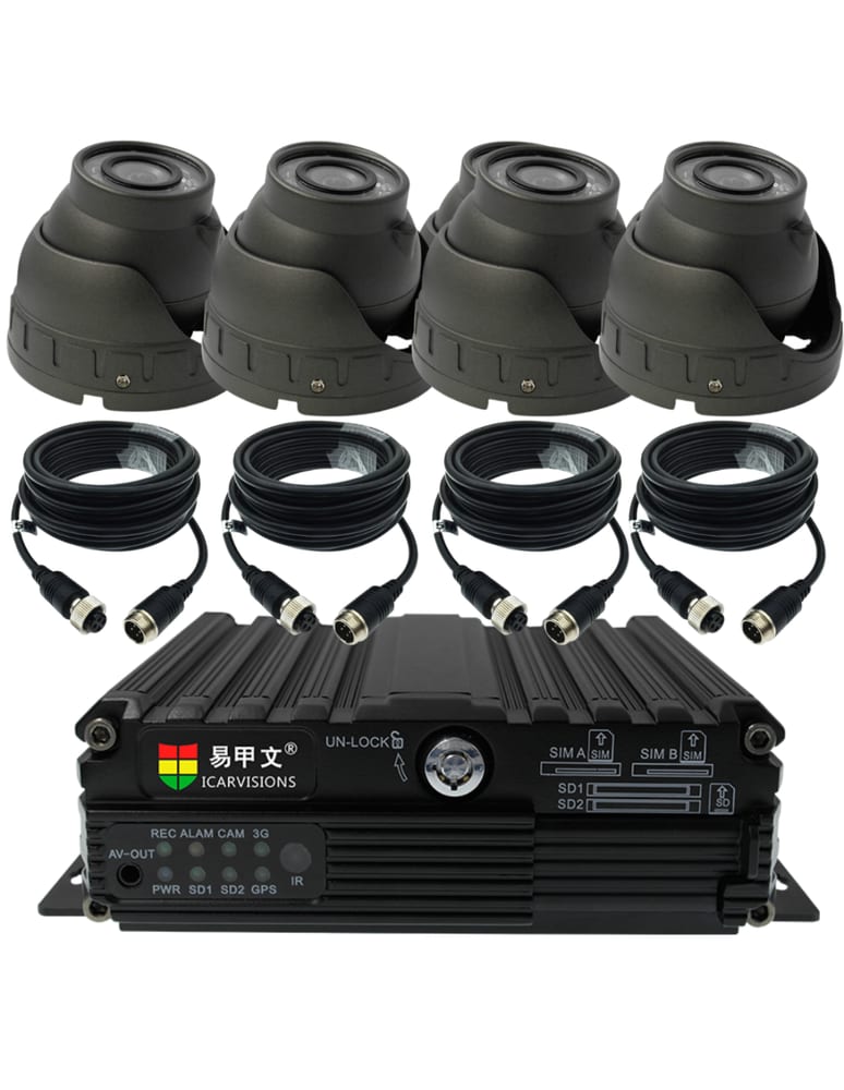 Kit Grabador Digital Movil 4ch Gps 4g Wifi 2 X Sd 4 Camaras Con Audio 4 Rollos De Cable