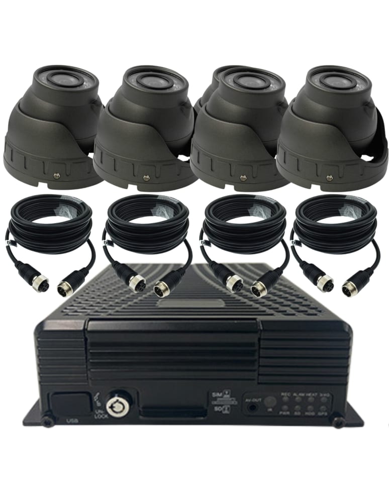 Kit Grabador Digital Movil 4ch Gps 4g Wifi Hdd Sd 4 Camaras Con Audio 4 Rollos De Cable