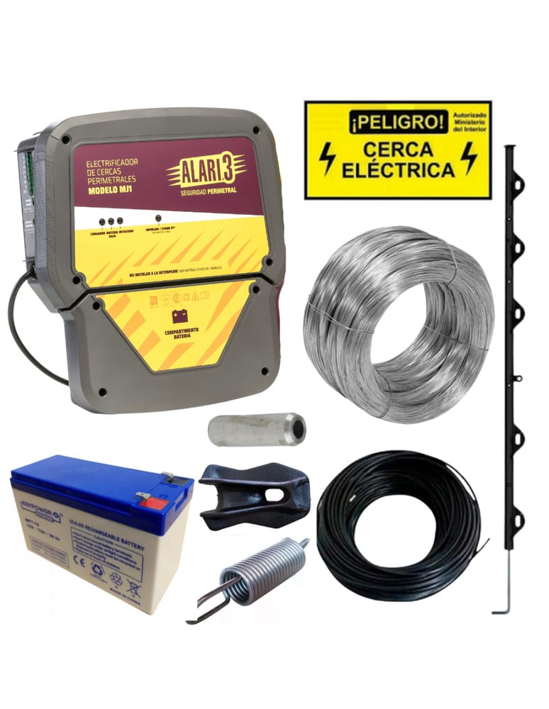 Electrico Kit Ialari3 30m Con Soportes Y Bateria, Alambre, Resortes, Carteles Y Aisladores