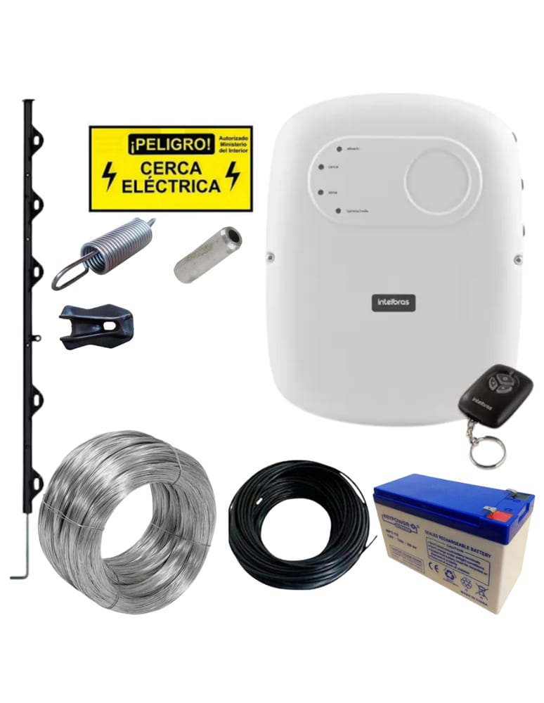 Electrico Kit Intelbras 30m Con Soportes Y Bateria, Alambre, Resortes, Carteles Y Aisladores