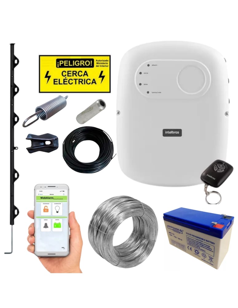 Electrico Kit Intelbras Wifi 30m Con Soportes Y Bateria, Alambre, Resortes, Carteles Y Aisladores