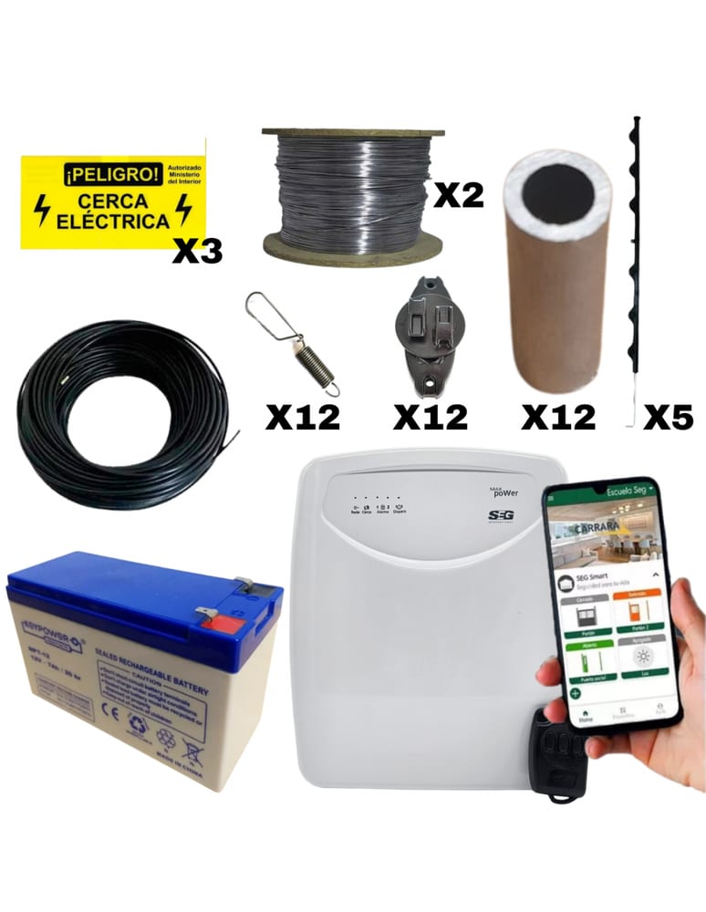 Electrico Kit Seg Wifi App 30m Con Soportes Y Bateria, Alambre, Resortes, Carteles Y Aisladores
