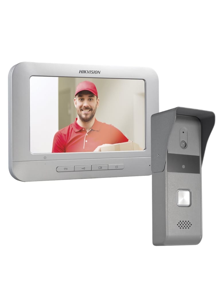 Kit Video Porterovisor Analogico Frente Pantalla 7" Hikvision 4 Hilos 2mpx Incluye Fuente 12volts Ip65