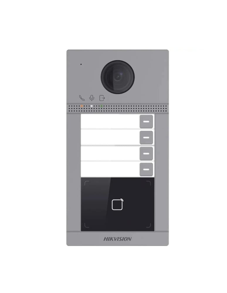Frente Video Porterovisor Ip 4 Departamentos Hikvision Tarjeta Mf Ik08 Ip65 Poe/12vcc 2mpx Ir
