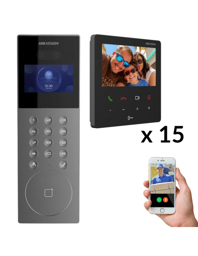 Kit Visor 15 Unidades Edificio Ip App Celular Video Color Y Audio Poe Wifi